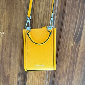 Calvin Klein Bright Yellow Pebbled Crossbody Mini Bag